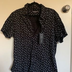 Men’s casual black beach shirt - button down